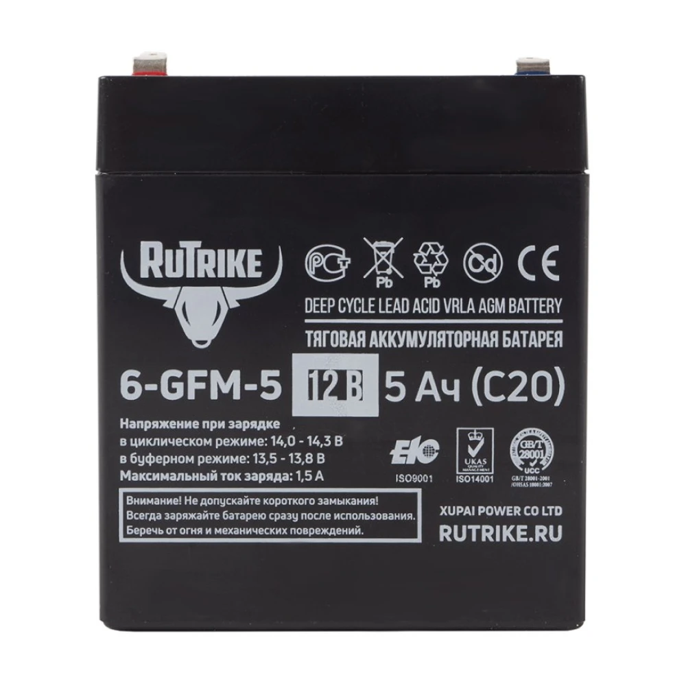 Тяговый аккумулятор RuTrike 6-GFM-5 (12V5A/H C20) 3